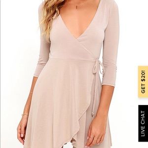 Lulu’s beige wrap dress. WORN ONCE